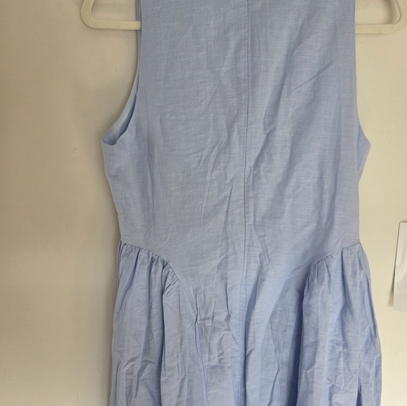 Commense Cotton And Linen Cutout Dress Sz L Blue NWT - Picture 7 of 14